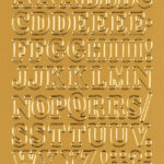 Gouden folietiketten letters A-Z, hoogte 12 mm