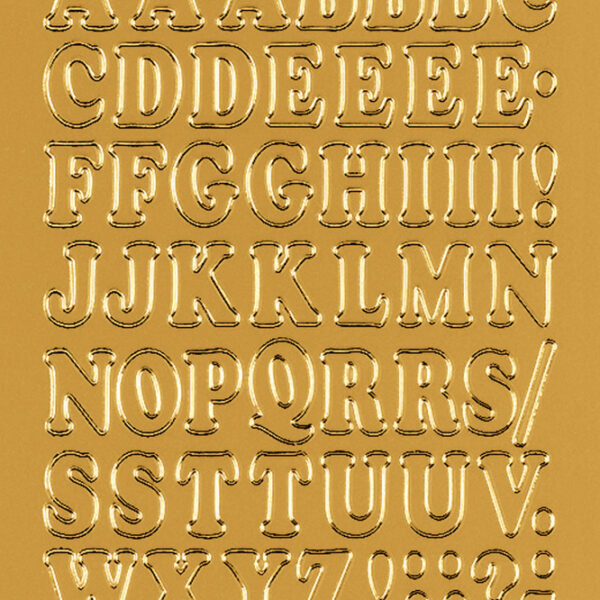 Gouden folietiketten letters A-Z, hoogte 12 mm