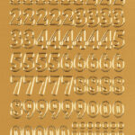 Gouden gepregte cijferstickers 0-9