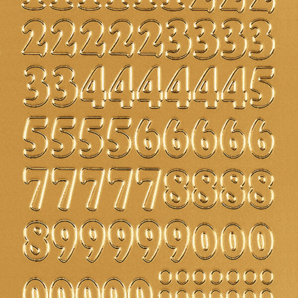 Gouden gepregte cijferstickers 0-9