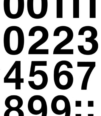 Cijferstickers 0-9, folie zwart, hoogte: 33 mm