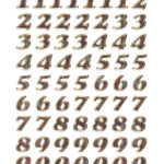 Glinsterendetelijke nummerstickers 0-9, prismafolie goudkleurig