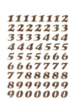 Glinsterendetelijke nummerstickers 0-9, prismafolie goudkleurig