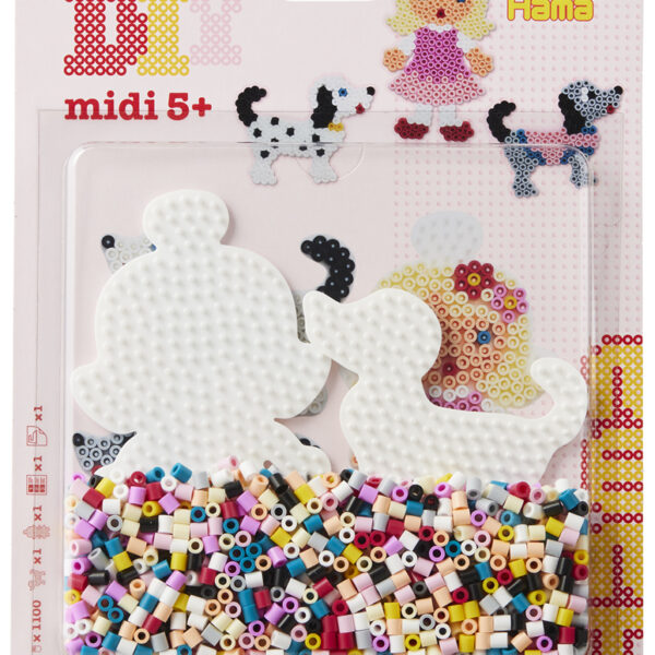 Hama strijkkralen midi 'Klein hondje/poppetje', op kaart