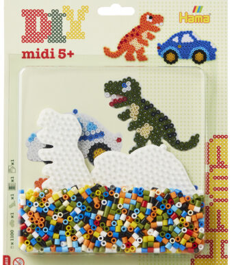 Hama strijkkralen midi 'Auto/Dinosaurus', doos
