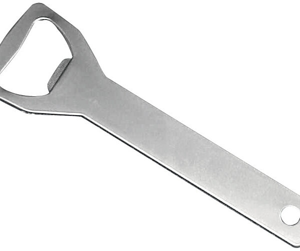 Roestvrijstalen mat geopende flesopener.