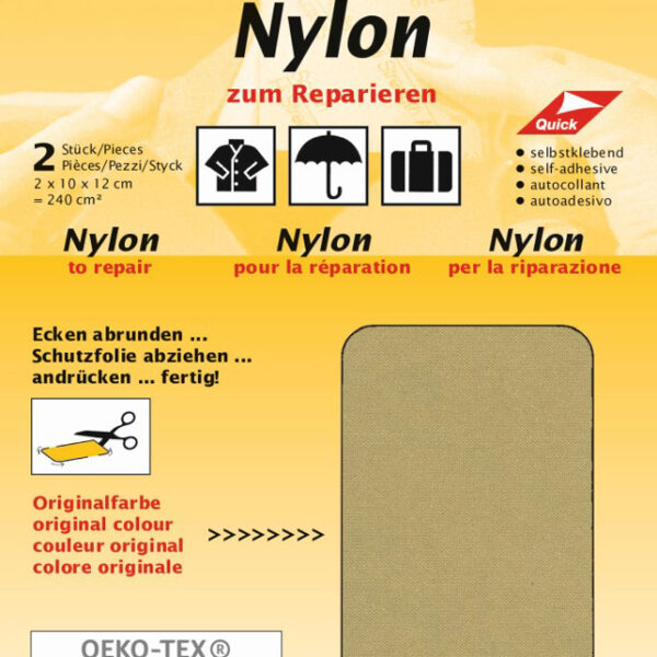 Zelfklevende nylon reparatielappen, beige