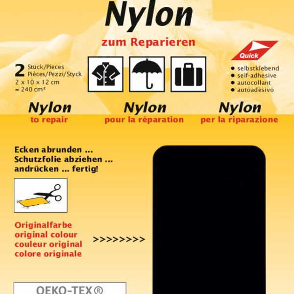 Zelfklevende nylon-reparatielappen, zwart