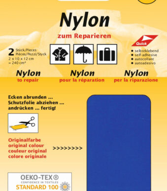 Nylon-reparatielappen, zelfklevend, korenblauw.