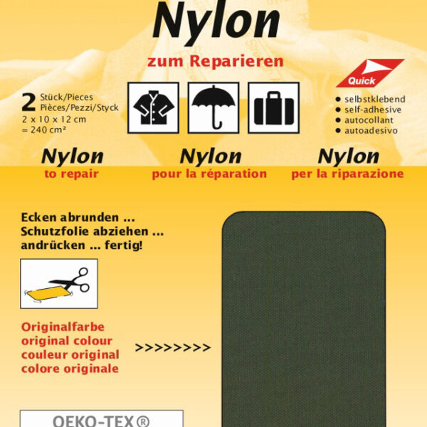 Nylon-reparatielappen, zelfklevend, olijfgroen