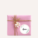 Huishoudetiketten met decoratieve ronde rand