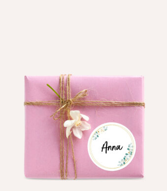 Huishoudetiketten met decoratieve ronde rand