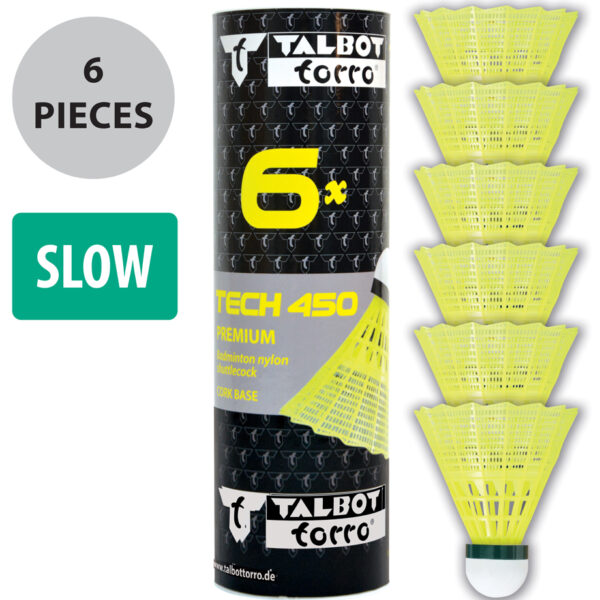 Talbot badmintonshuttle Techniek 450, traag, geel/groen.