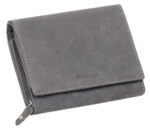 Portemonnee voor dames, RFID-beveiligd, van leer, grijs