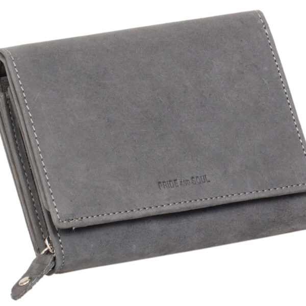 Portemonnee voor dames, RFID-beveiligd, van leer, grijs