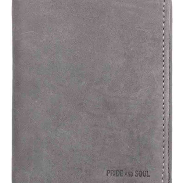 Portemonnee RFID in portrethoes van leer, grijs.