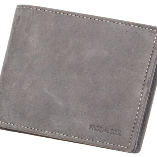 Portemonnee RFID-beveiligd, leer, horizontaal formaat, grijs