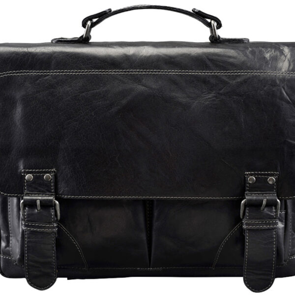 Nederlandse producttitel: Leren schoudertas 'Zakelijke tas groot', zwart