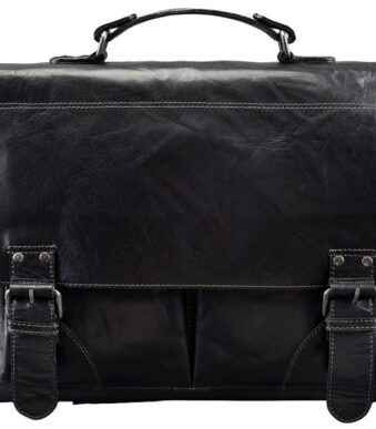 Schoudertas 'Zakentas XL', leer, zwart