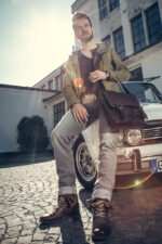 Leren schoudertasje 'Zakelijke tas groot', bruin