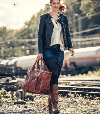 Leren handtas ROYAL 'T', echt leer, bruin