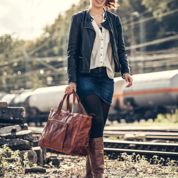 Leren handtas ROYAL 'T', echt leer, bruin