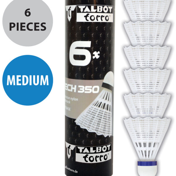Badmintonshuttle Midi Tech 350, wit/blauw