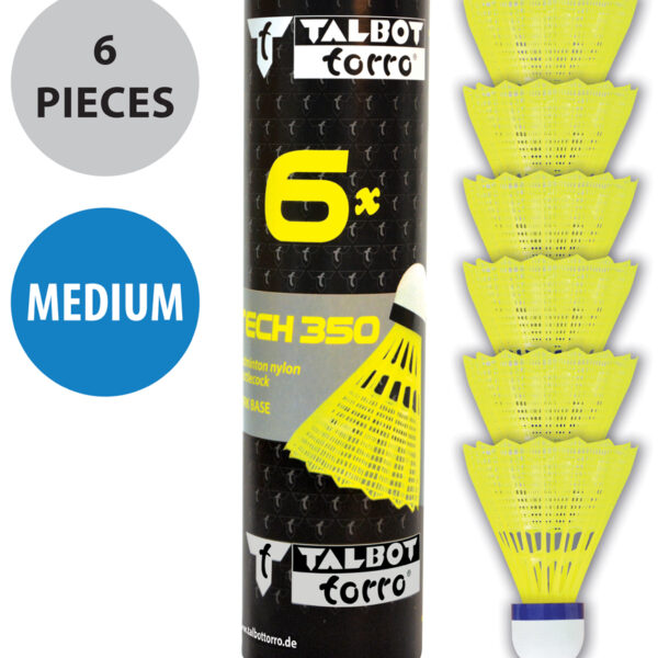 Badmintonshuttle technisch 350, gemiddeld, geel/blauw