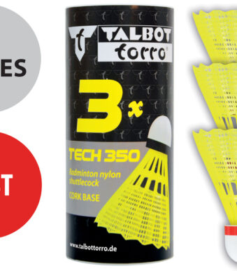 Badmintonshuttle Tech 350, snelle, geel/rood.