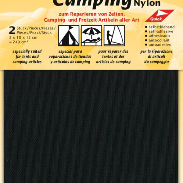 Kampeerlapjes, nylon, zelfklevend, zwart