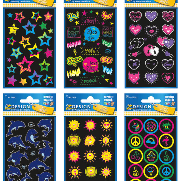 Avery ZDesign Kinderetiketten 'Neon', Assortiment