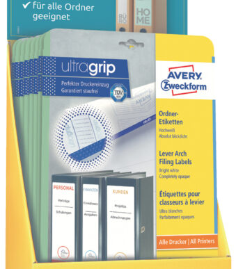 Avery productetiketten voor ordnerruggen, opvallende presentatie