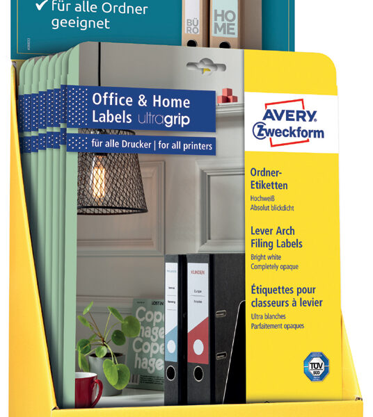 Etiketten voor ruggen van mappen, kantoor aan huis, displayverpakking.