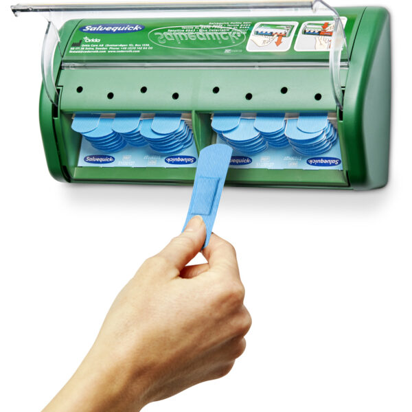 Pleisterdispenser met blauwe pleisters