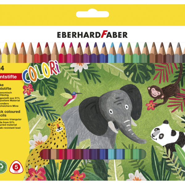 EBERHARD FABER driehoekige-kleurpotloden COLORI Jumbo, 24 stuks in etui