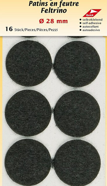 Vilten glijder, diameter 28 mm, zwart