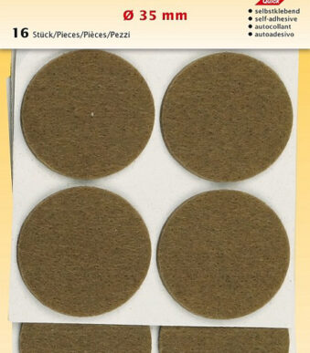 Vilten glijders, diameter: 35 mm, bruin