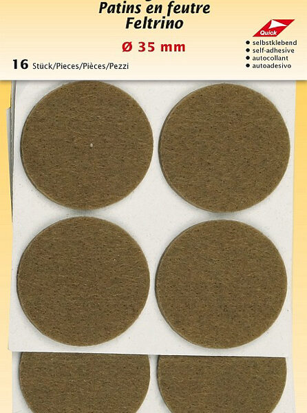 Vilten glijders, diameter: 35 mm, bruin