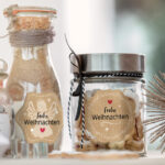 Avery Ontwerp Kerststickers 'Groet' bruin/goud