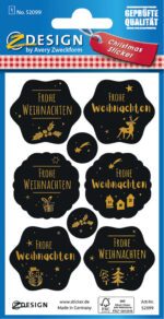 Avery Vorm & Design Kerststicker Groet Zwart/Goud
