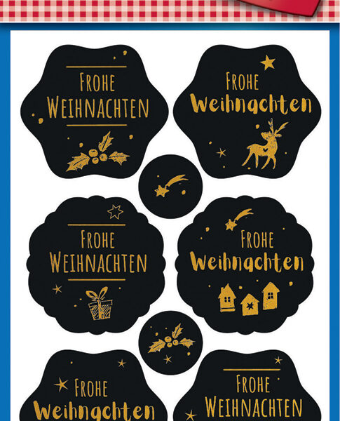 Avery Vorm & Design Kerststicker Groet Zwart/Goud
