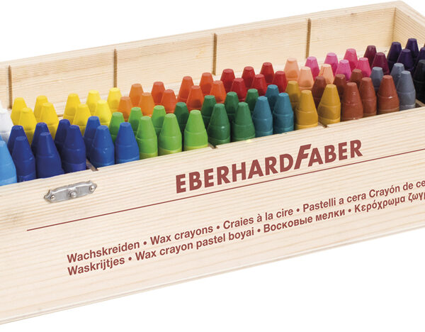 EBERHARD FABER driehoekig waskrijt COLORI, 100 in houten kistje