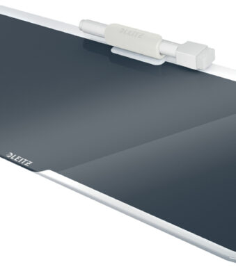 Memobord van glas voor bureau, grijs