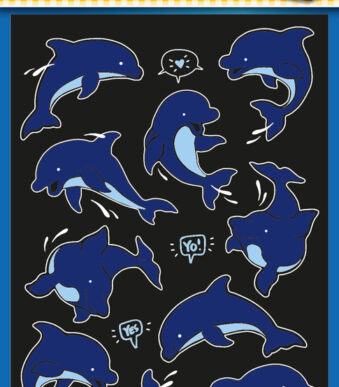 Neon-sticker voor kinderen: dolfijn