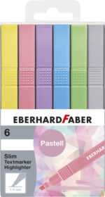 EBERHARD FABER tekstmarker Slim, pastelkleuren, 6 stuks in etui