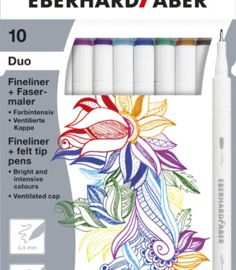 EBERHARD FABER Duo fineliner en viltstift, 10 stuks in doosje