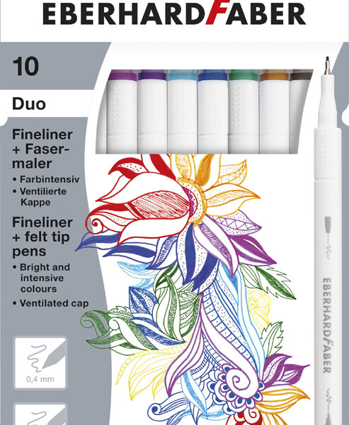 EBERHARD FABER Duo fineliner en viltstift, 10 stuks in doosje