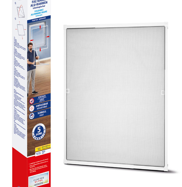 Vouwbaar aluminium-insectenhor voor ramen, wit