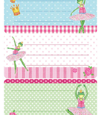 Glimmende etiketjes 'Dansende Kikker', 76x35 mm