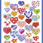 Creatieve stickervellen 'Hartjes', met glitters, gekleurd